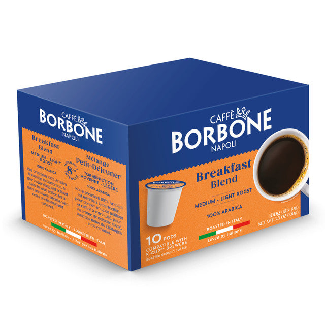 Caffe Borbone - 100% Arabica Breakfast Blend K-Cups - Medium - Light Roast - 100g