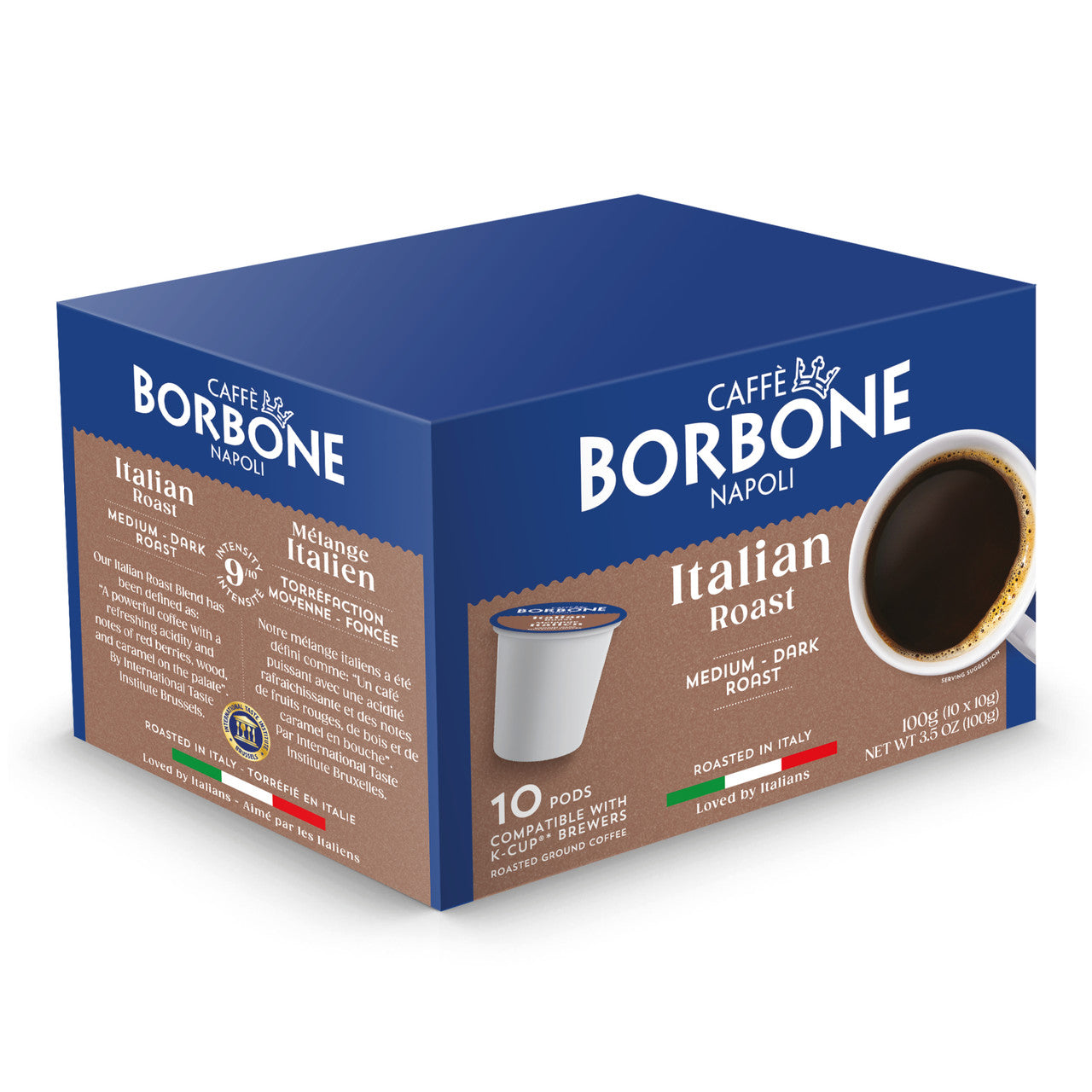Caffe Borbone - Italian Roast K-Cups - Medium - Dark Roast - 100g