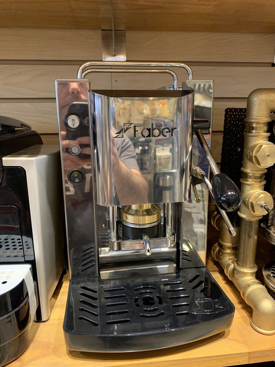 Faber E.S.E. Paper Pod Espresso machine Stainless Steel with Frothing Wand