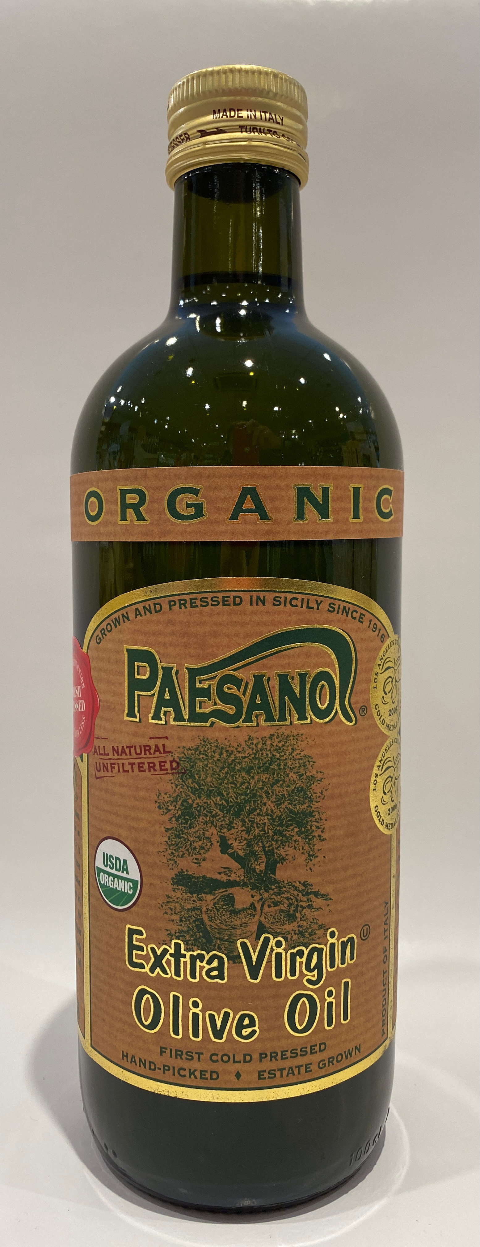 Paesano - Organic Extra Virgin Olive Oil - 1 Liter (33.8 fl oz)