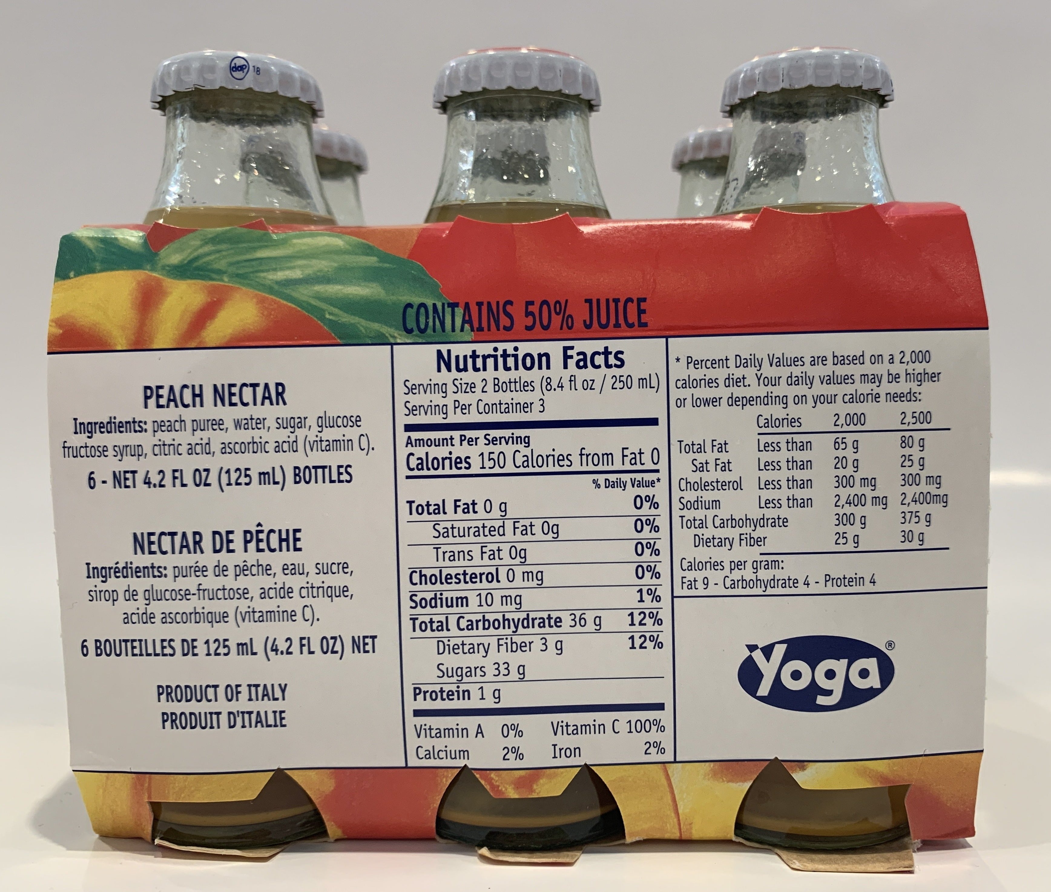 Yoga - Peach Juice Bottles 750ml (25.2 fl oz)