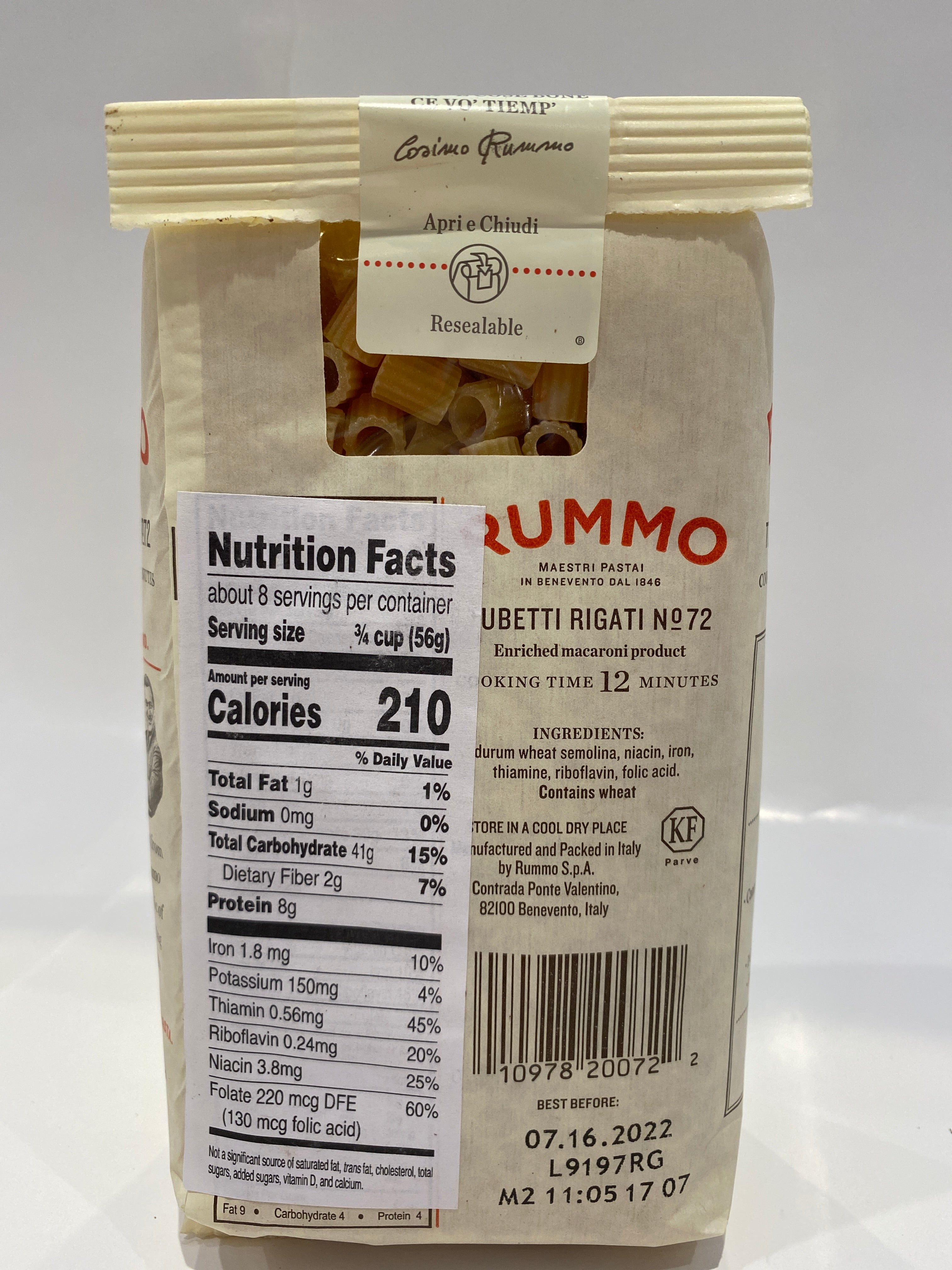 Rummo - Tubetti Rigati #72 Pasta - 454g (16 oz)